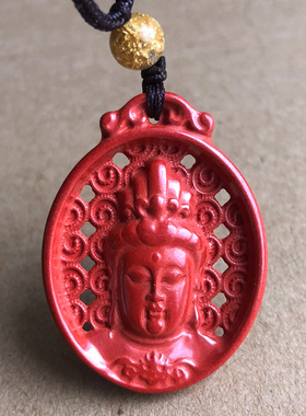 帝王红朱砂十二生肖守护神吊坠男女款观音玉项链大日如来菩萨证书