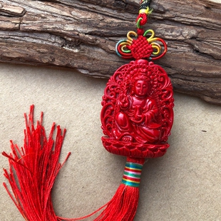 天然朱砂一面观音一面佛吊坠观音佛玉佩衣链双面佛祖平安挂饰车坠