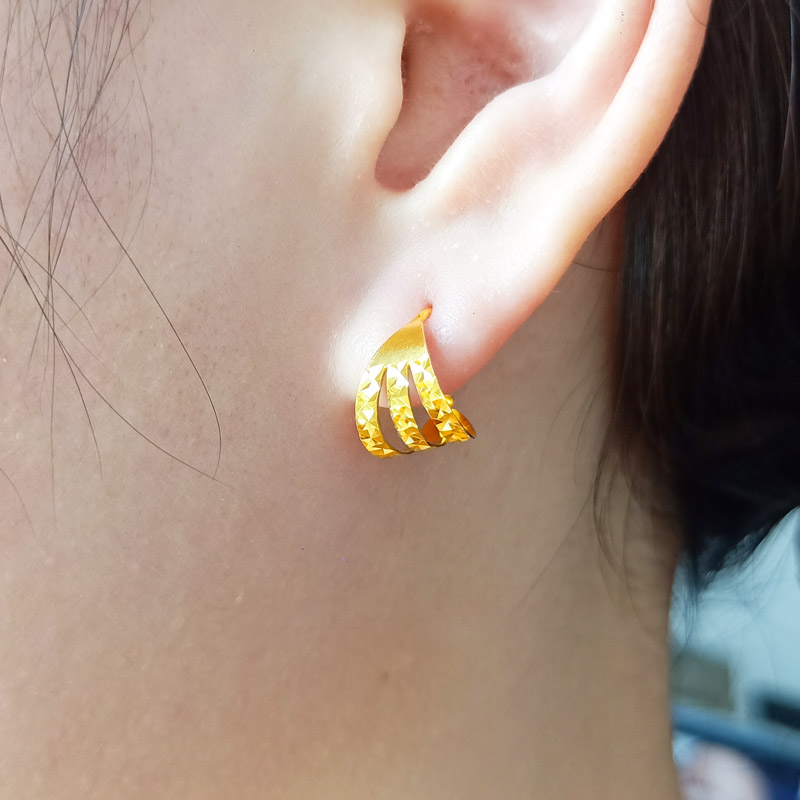 黄金耳环女款AU750真金耳扣时尚彩金耳饰纯金18K结婚送女朋友