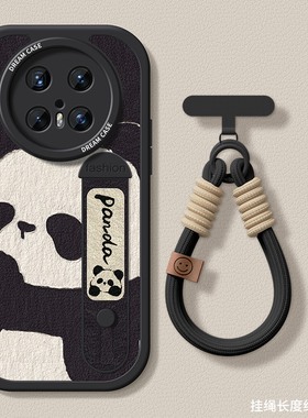 适用华为mate80手机壳腕带mate60pro保护套女款mate70pro+新款支架50rs优享版40防摔mate30e硅胶全包卡通熊猫
