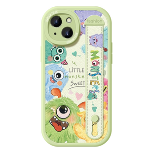 腕带适用苹果17手机壳女款iphone16pro保护套15新款13/12mini支架14plus硅胶max防摔11全包8/7卡通6xs怪兽xr