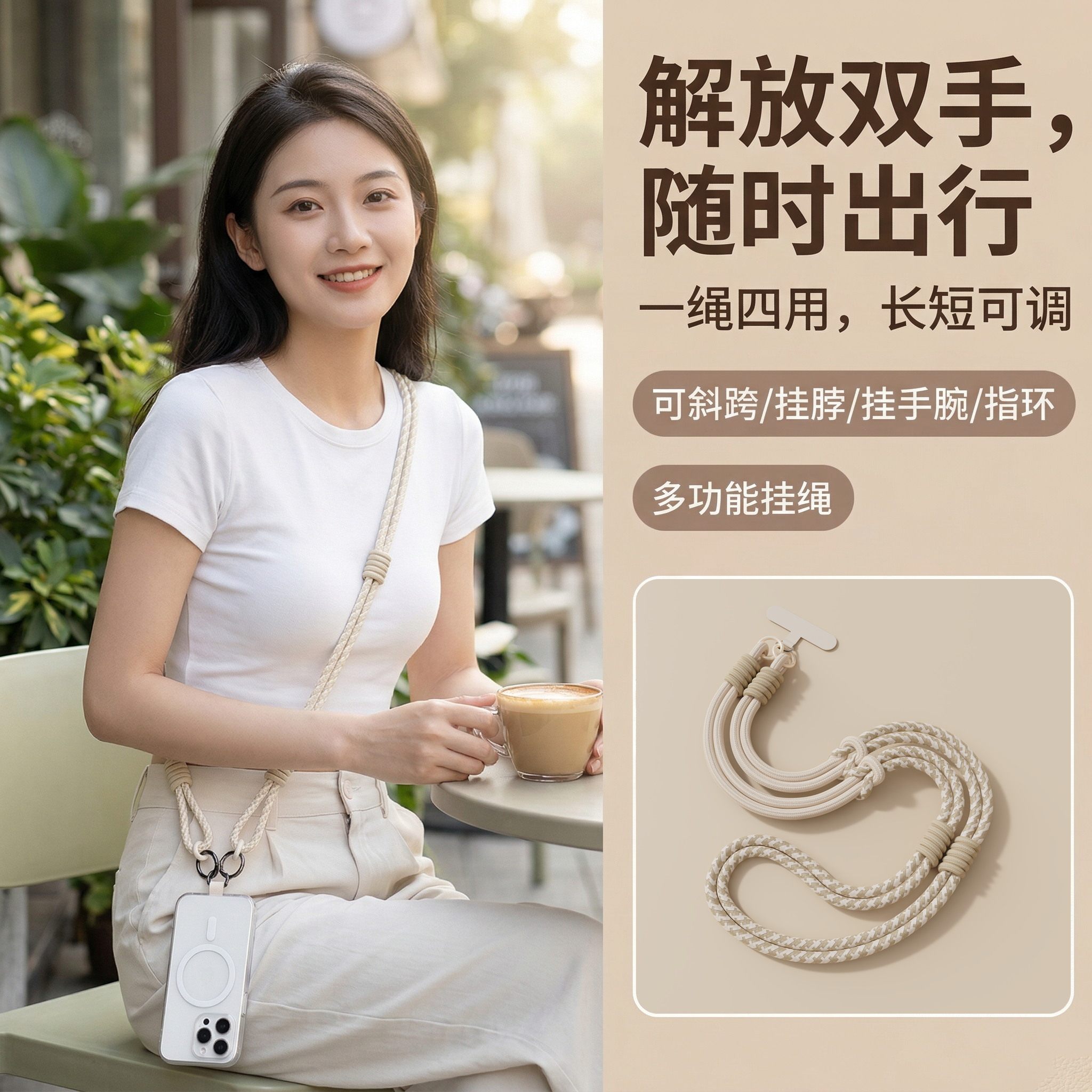 手机挂绳斜挎可背式长手机链绳
