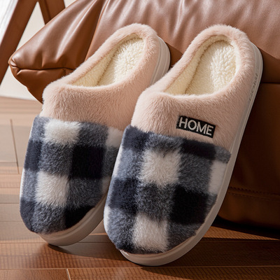 冬季毛绒棉拖鞋男保暖