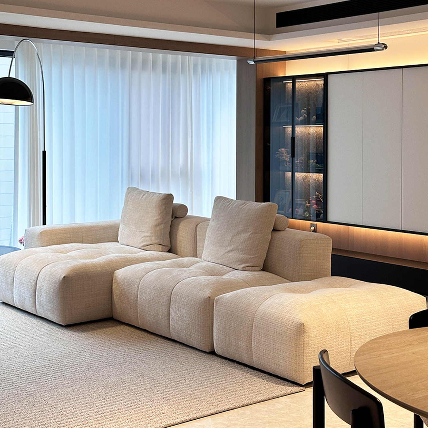 雪尼尔像素沙发黑色布艺复古