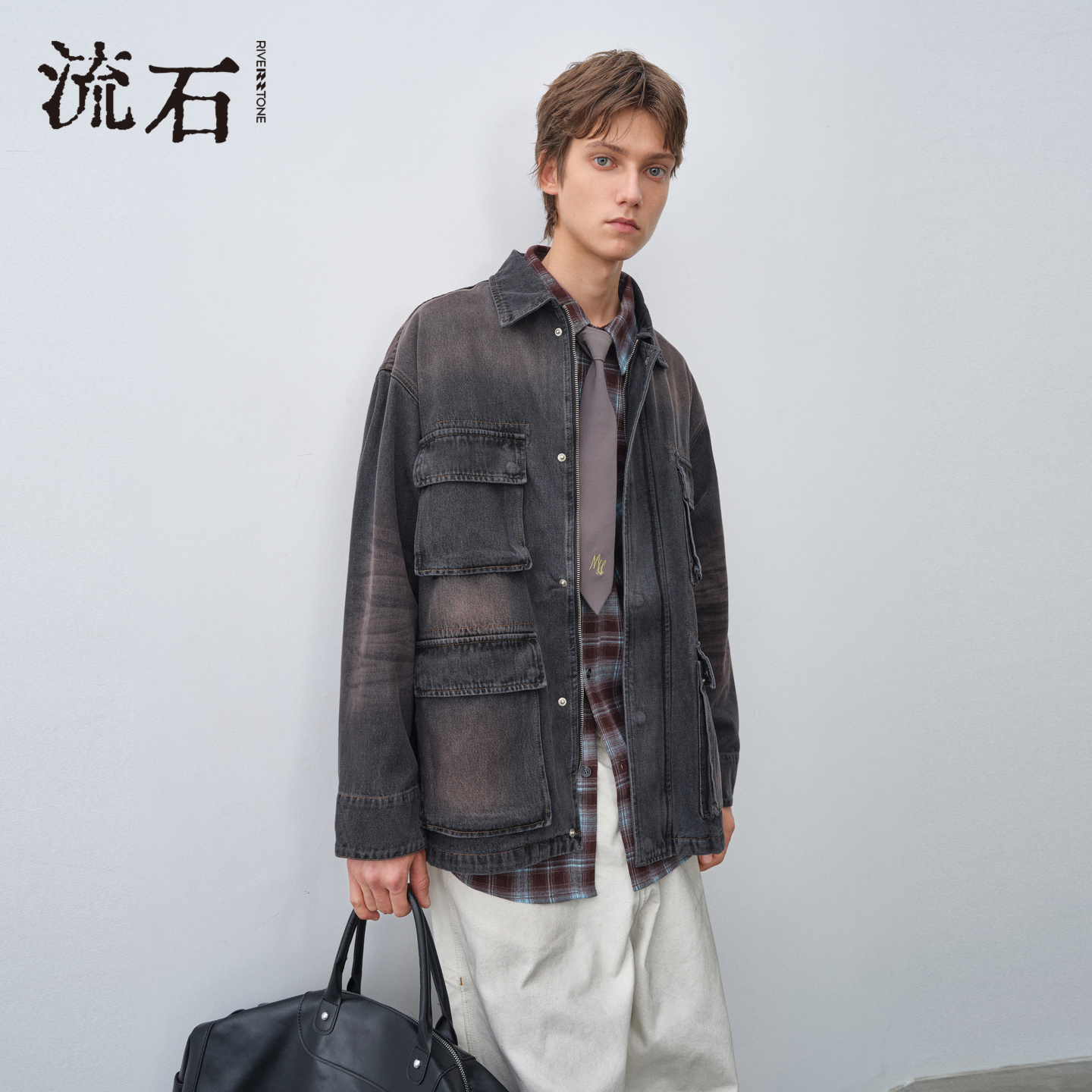 流石男装户外风牛仔外套2025年秋季新款男款个性经典水洗随性夹克