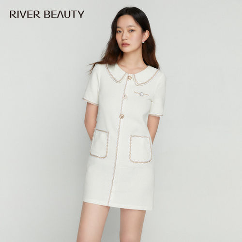 【柳哥优选】RB 小香风娃娃领连衣裙新款法式名媛长裙 RQ22229989