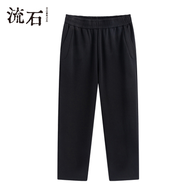 商场同款流石男装黑色休闲直筒裤