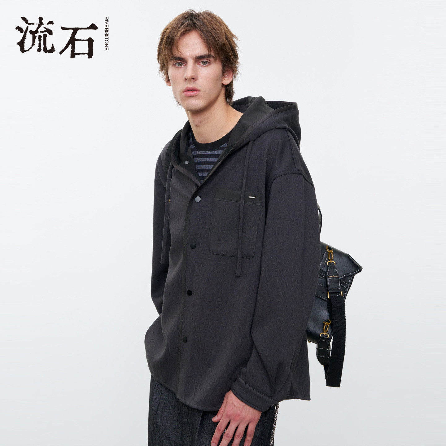 【商场同款】流石男装天丝连帽针织外套2026年春季新款男款夹克衫