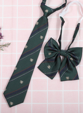 日系韩版条纹jk/dk学院风男女红绀灰蓝衬衫配饰免打领带领花套装