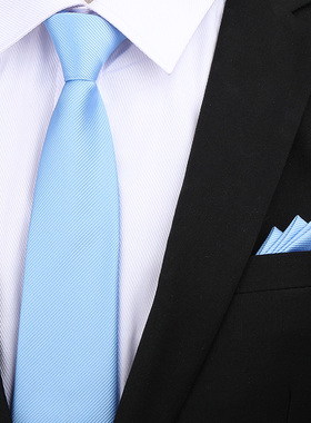 天蓝细纹商务男女领带正装蓝色拉链新郎结婚韩版懒人免打条纹领带