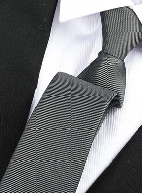 灰色哑光素面男女拉链式领带结婚新郎正装商务窄韩版懒人免打领带