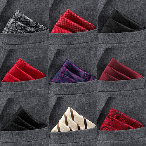 龙安豪商务涤丝条纹口袋巾包邮