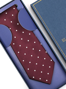 酒红白点男女正装商务领带红色拉链新郎结婚韩版免打条纹领带礼盒