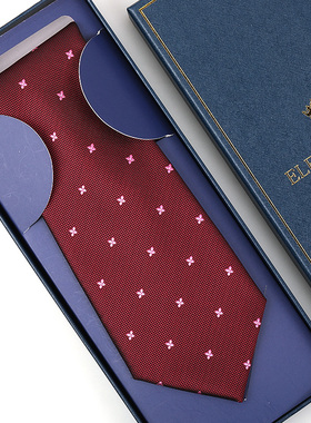 酒红星星男女正装商务领带红色拉链新郎结婚韩版免打条纹领带礼盒