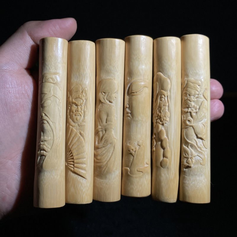 玉竹把件实心竹玩玉化文玩天然纯手工手串棍随身根雕摆件实心u竹