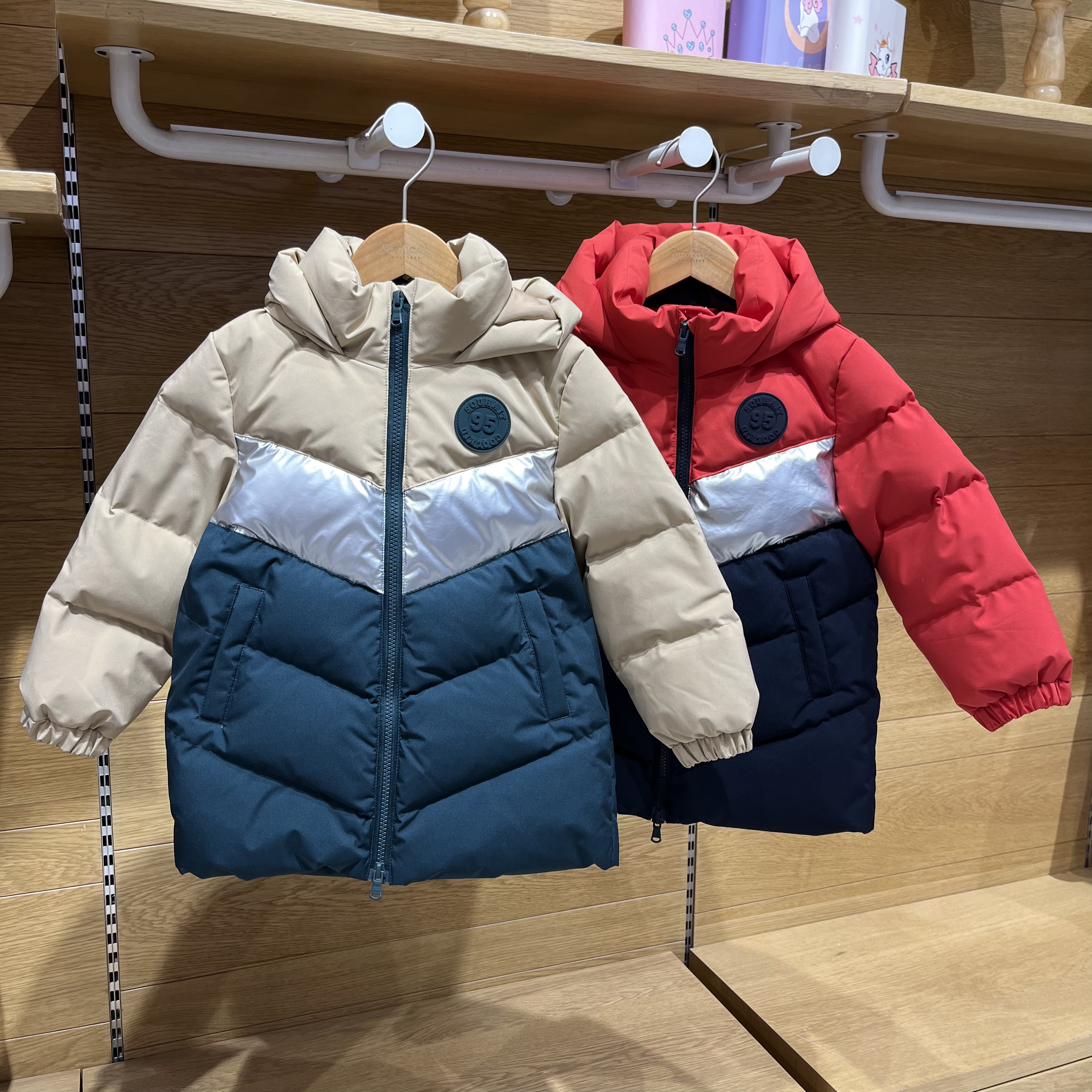 商场正品水孩儿童装男童中长款羽绒服冬季新款儿童加厚拼色厚外套