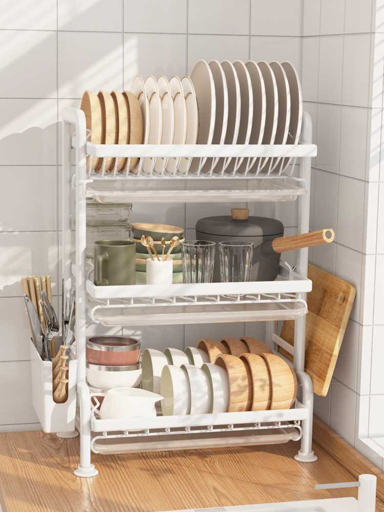 厨房放碗沥水架碗碟置物架窄碗架晾碗筷碗盘盒水槽收纳篮台式家用