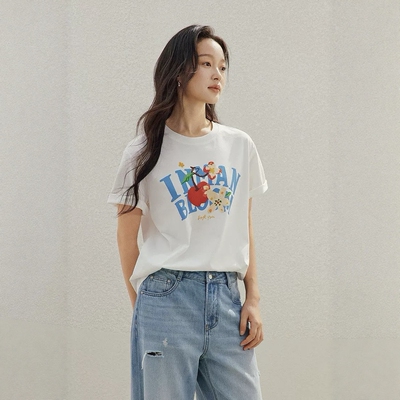 清仓清新凉感字母印花短袖T恤2026夏季女装新款宽松落肩半袖上衣
