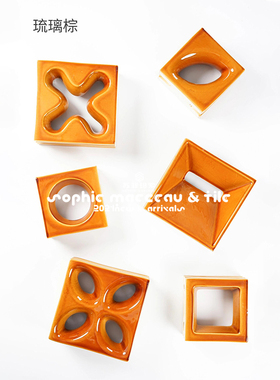 双面琉璃陶瓷构件砖花窗高温烧制手工艺术玄关绿色隔断墙玲珑砖