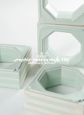 陶瓷构件砖双面琉璃花窗高温烧制手工艺术玄关绿色隔断玲珑砖