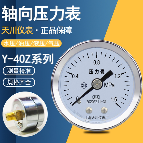 上海天川Y-40Z轴向压力表1/8螺纹