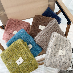 韩国高级感儿童温柔奶茶色针织围巾男女童冬季显白气质保暖围脖潮