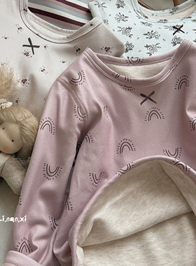 88353儿童冬季睡衣套装2025新款男女宝家居服加绒加厚保暖韩系