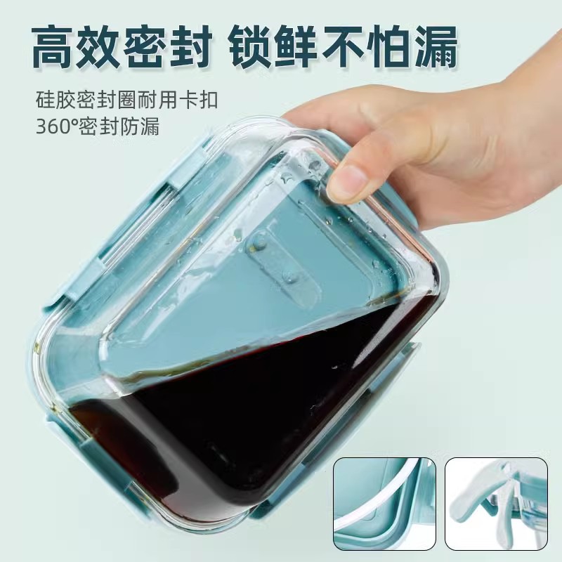 圆形玻璃饭盒可微波炉加热专用碗上班族带饭餐盒水果便当保鲜盒