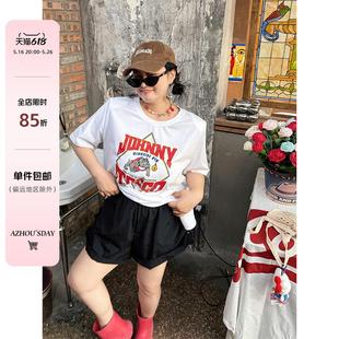 胖MM宽松显瘦薄款 女夏季 新品 热裤 微胖女装 阿周家大码 3色休闲短裤
