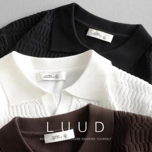提花肌理针织Polo衫 休闲百搭短袖 LUUD 男夏季 T恤轻熟风修身 体恤衫