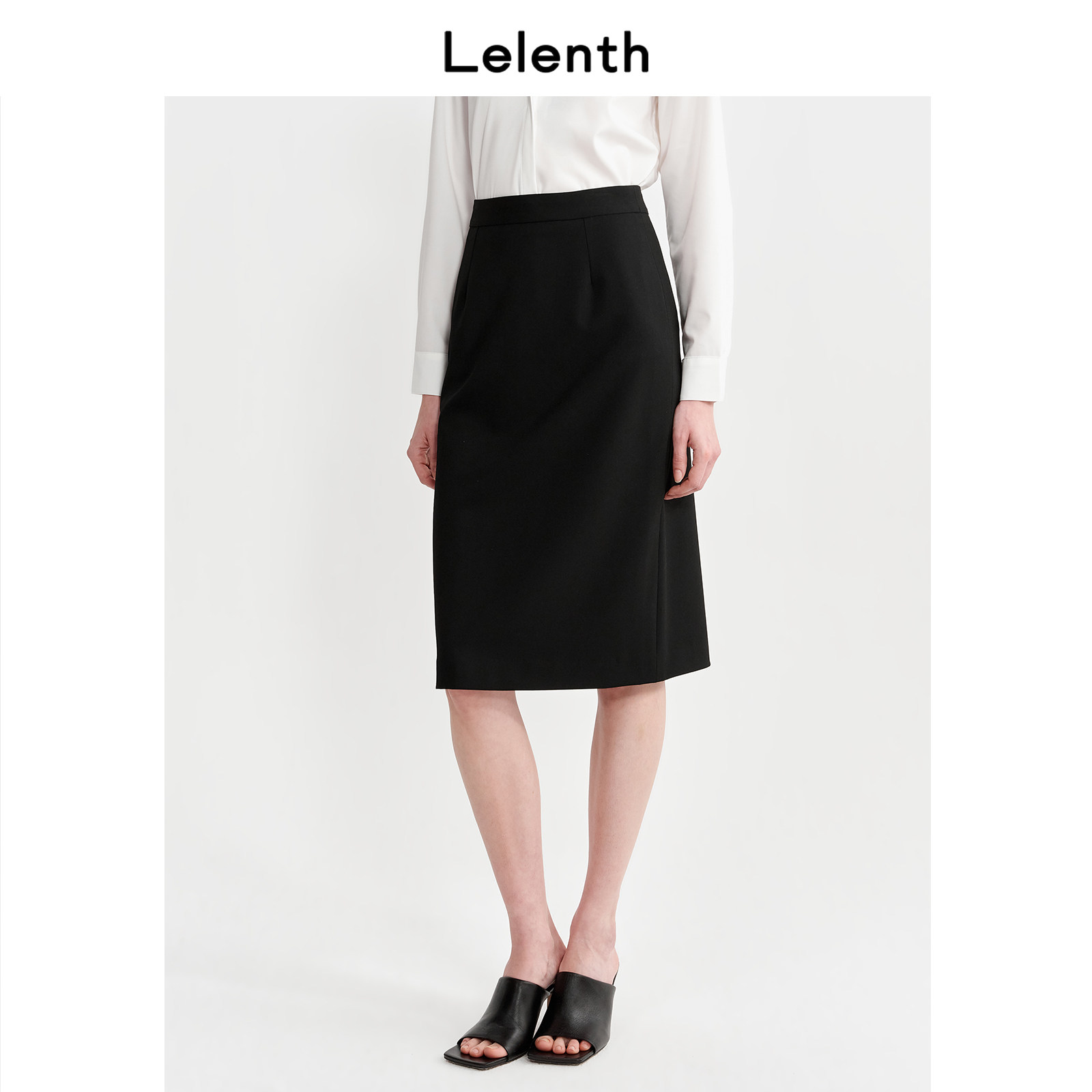 【体制内】Lelenth 黑色面试半身裙女夏职业一步裙正装包臀西装裙