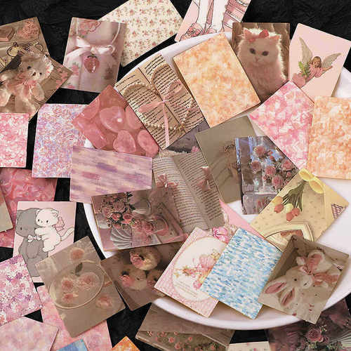 粉色系文艺贴纸少女手账手机DIY