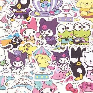 帕恰狗KT猫100张三丽鸥可爱手机壳儿童电脑行李箱装饰DIY卡通手账