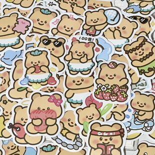 小熊黄油张贴200装纸可爱水杯手账卡通diy笔记本手机壳装饰贴画