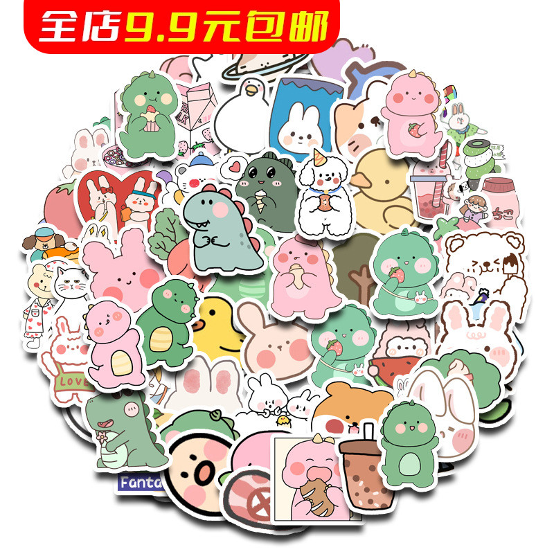 韩国小熊兔子表情贴纸高颜值ins可爱人物手账手机壳装饰儿童贴画