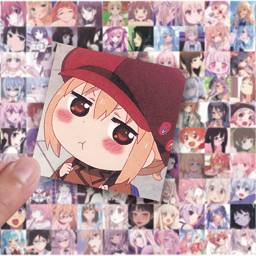 二次元动漫女孩头像贴纸墙面DIY