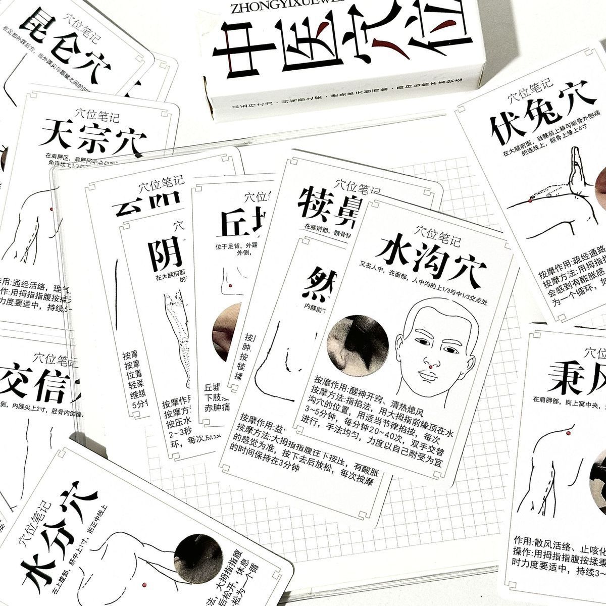 中医穴位卡片基础入门图解贴纸图片
