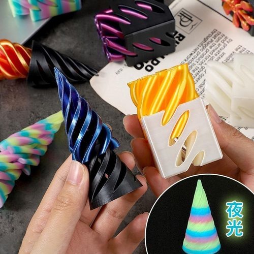 3D打印螺旋锥解压玩具减压神器网红爆款立体伸缩指尖螺旋树玩具