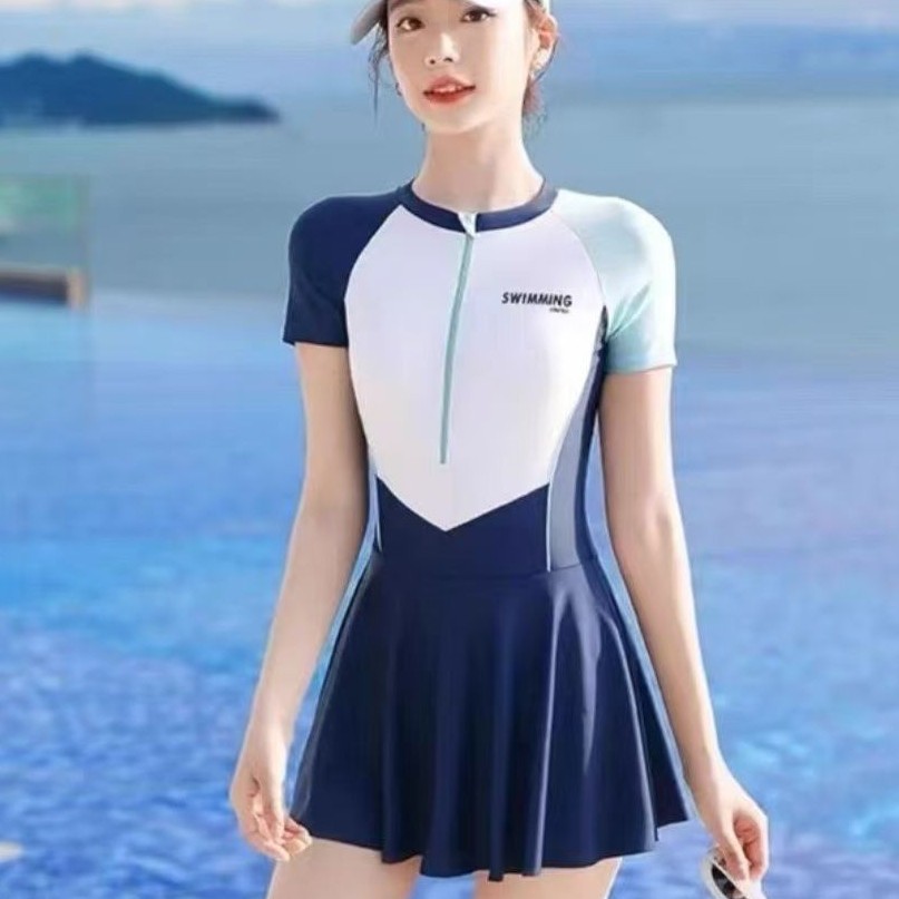 泳衣女款保守泡温泉连体游泳衣2024新款夏季专业遮肚显瘦大码