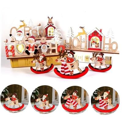 Wooden Christmas Ornaments Light Merry Christmas Decor for