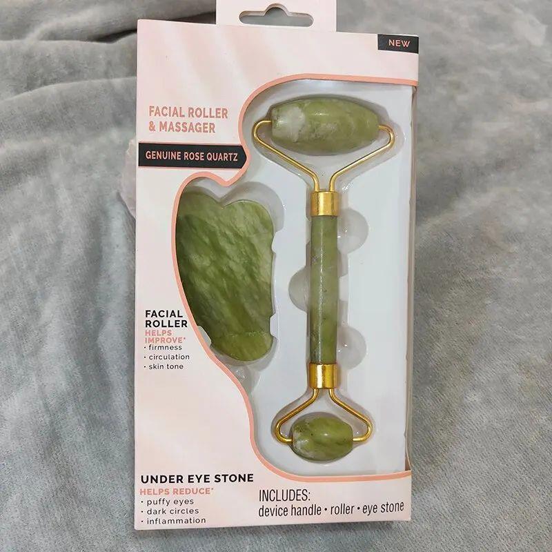 Natural Jade Scraping Board Roller Massager Law Tattoo Eye B