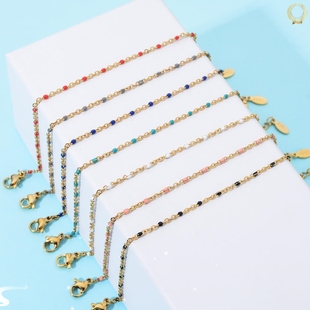 2024Stainless Steel Bracelets for Women Cute Enamel Necklace