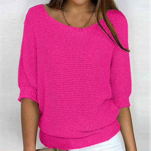 2026 New Russian Wish Solid Color Round Neck Sweater Women's