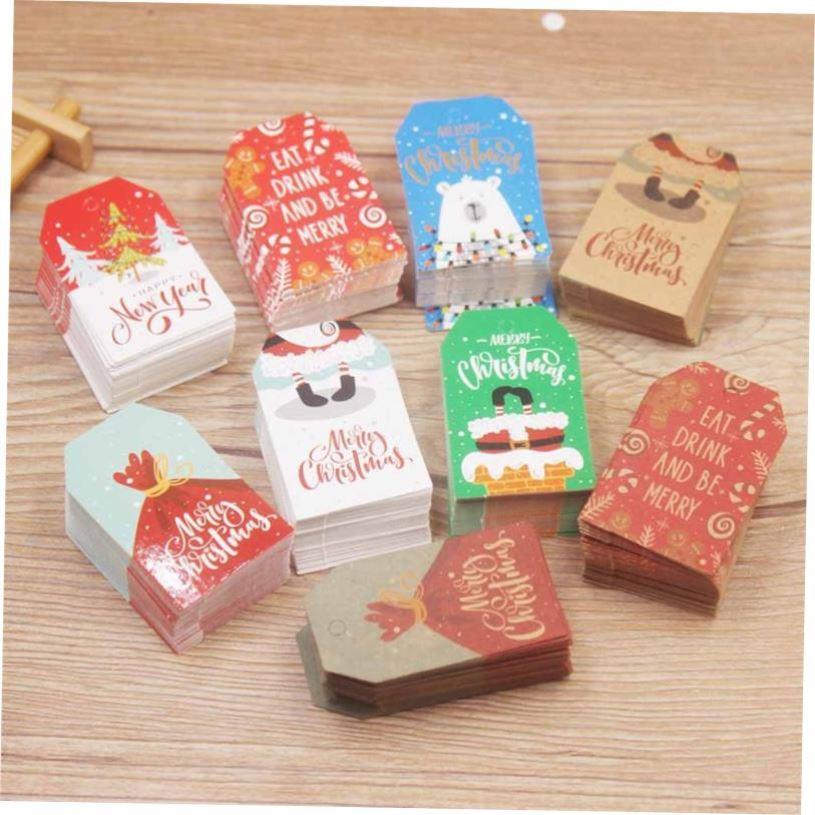 100pcs Merry Christmas Kraft Paper Tag New Year Gift Xmas Or