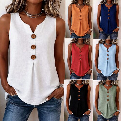 2026 European And American New V-neck Front-breasted Sleevel