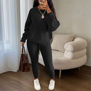 European And American Fashion Casual Knitted Suit Pants Suit