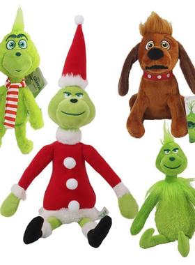 32cm Christmas Plush Green Monster Elf Doll Oranments Xmas D
