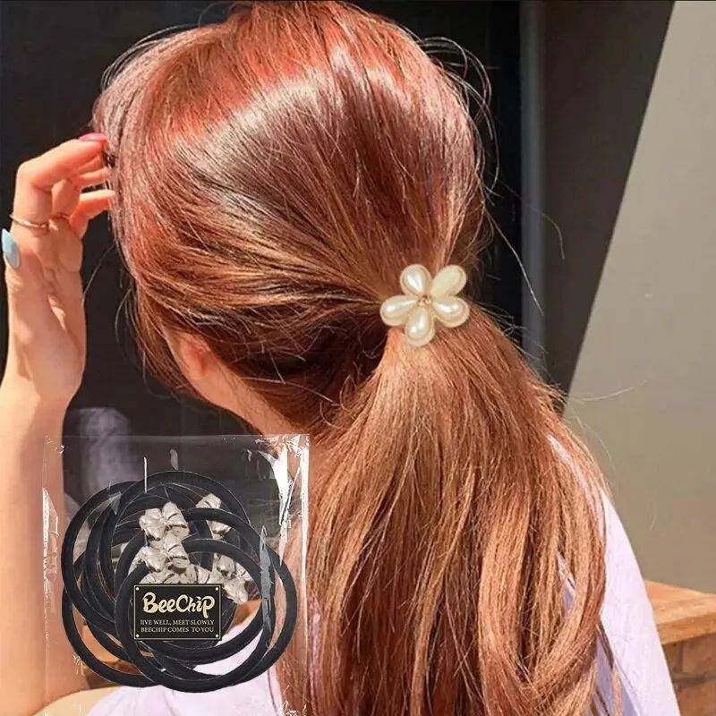 60 PCS Simple Dark Color Hair Tie High Elasticity Leather Ba