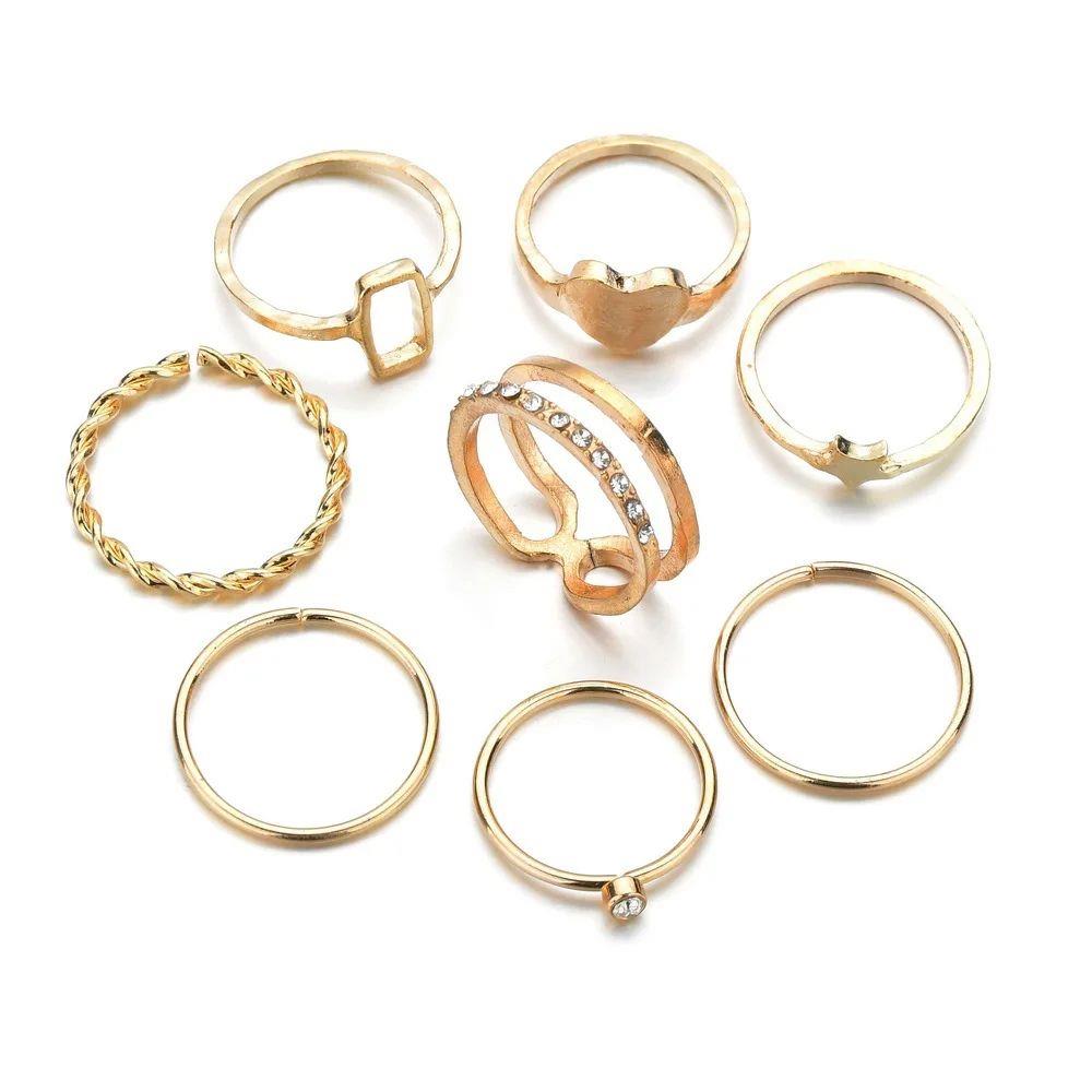heart ring set matching rings for women gold plated jewelry