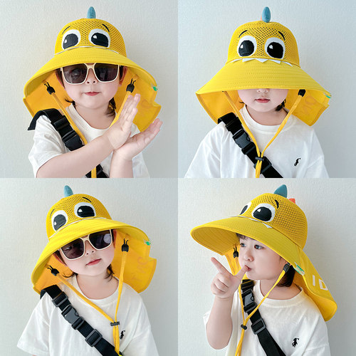 儿童帽子夏季男童披肩防晒帽